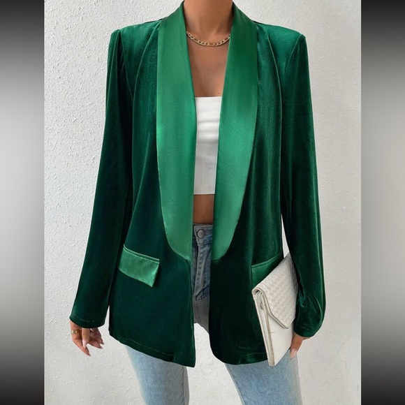 Set of 2 Emerald green / red blazer jacket- velvet velour - Picture 3 of 11